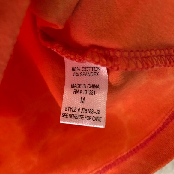 Upcycled bleach dye mock neck crop top M orange - Picture 4 of 5